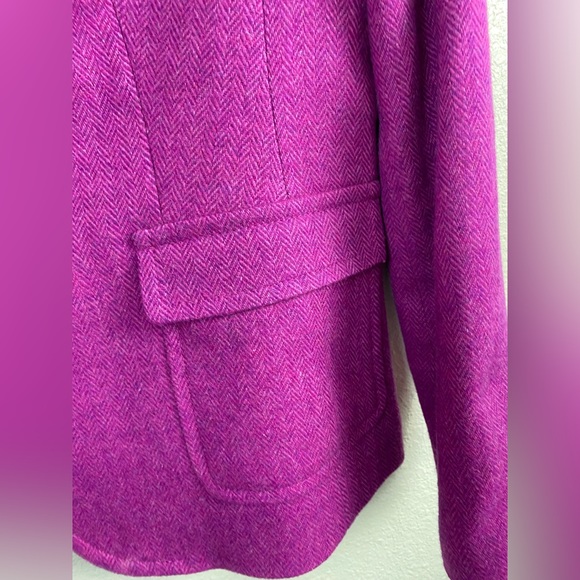 Talbots Wool Herringbone Magenta Pink Barbie Blazer Suit Jacket Womens 10 Office - Picture 11 of 14